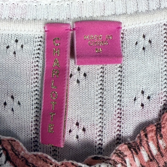 Charlotte Tarantola pink floral cardigan sweater, size Medium - Picture 3 of 6